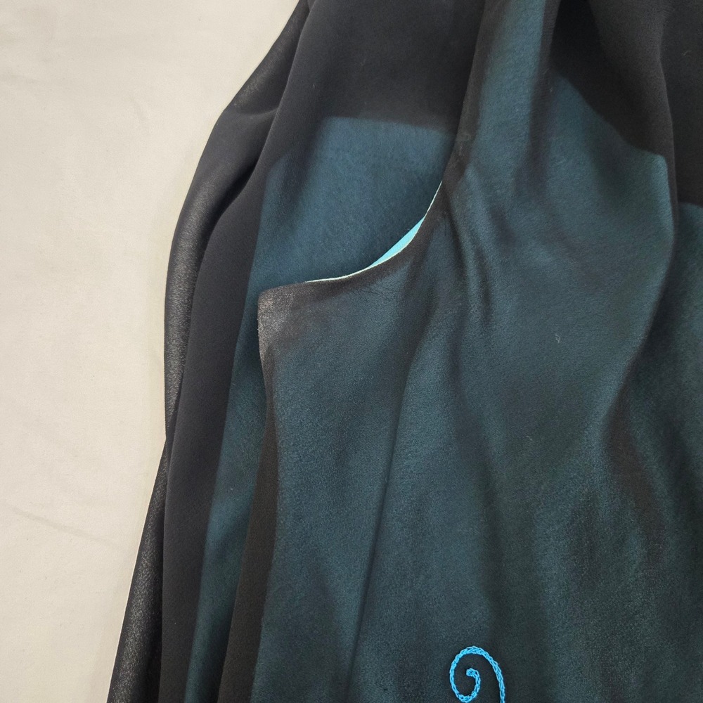 VTG 90s AGB Prom Dress 12( S/M) Black Teal‎ Cowl Neck Floral Sequin Whimsigoth - Picture 13 of 15